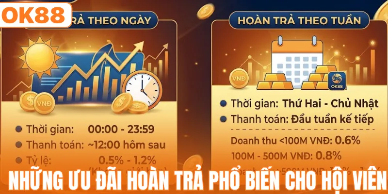 Những ưu đãi hoàn trả phổ biến cho hội viên